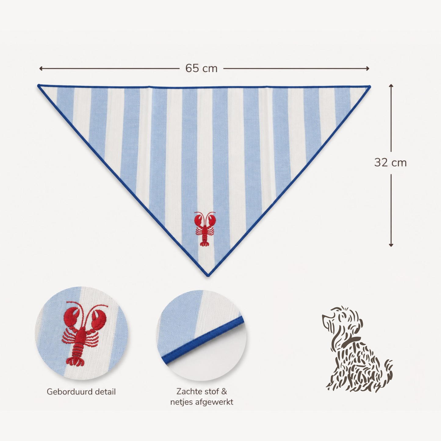 Lobster Stripe Dog Bandana – Polar Blue & Red