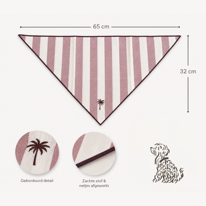 Palm Stripe Dog Bandana – Bordeaux & Dusty Rose