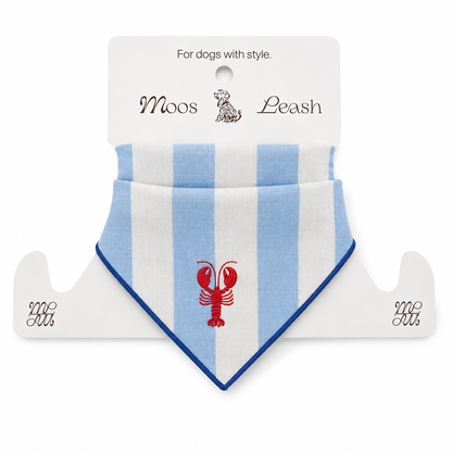 Lobster Stripe Dog Bandana – Polar Blue & Red