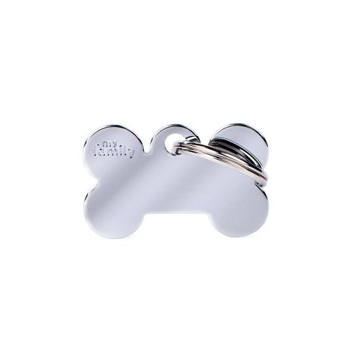 Hondenpenning | Basic Small Bone ID Tag in Chrome-Plated Brass