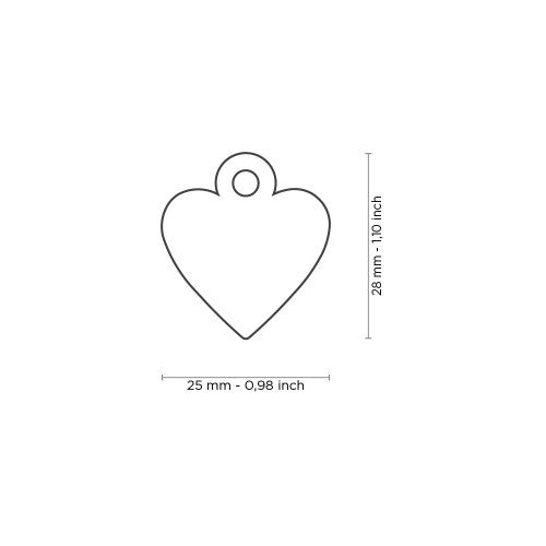 Hondenpenning | Basic Small Heart ID Tag in Chrome-Plated Brass