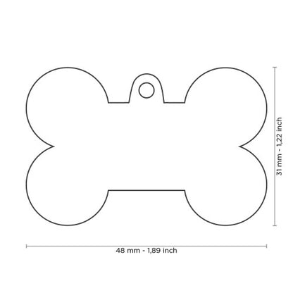 Hondenpenning | Basic XL Bone ID Tag in Chrome-Plated Brass
