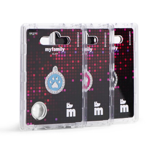 Hondenpenning | Glam Light Blue Paw ID Tag Rhinestones