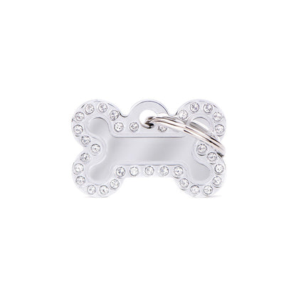 Hondenpenning |  Glam Small Bone ID Tag with Rhinestones