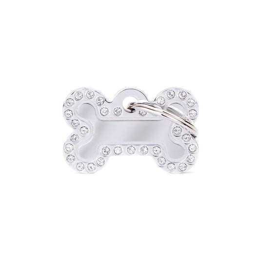 Hondenpenning |  Glam Small Bone ID Tag with Rhinestones